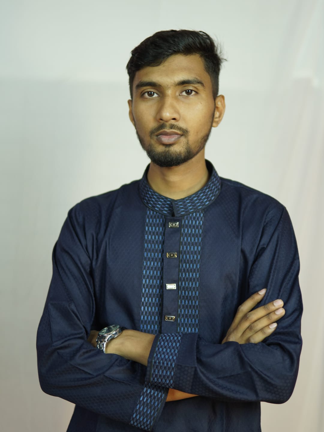 আধুনিক ডিজাইনের নীল রঙের পাঞ্জাবি