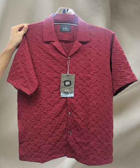 ট্রেন্ডি লাল টেক্সচার ডিজাইন হাফ হাতা শার্ট